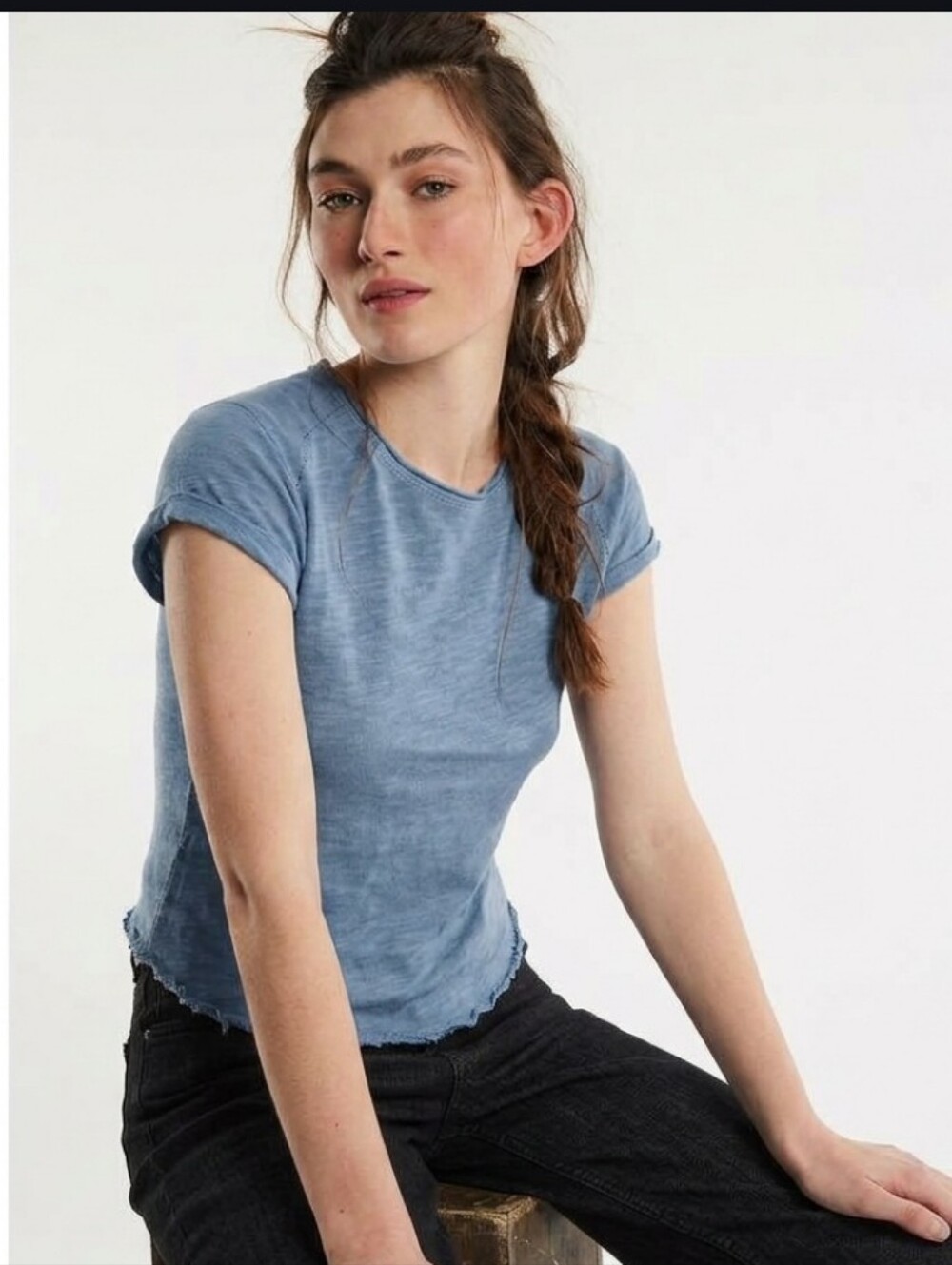 We The Free Be My Baby Short-Sleeve Tee in Light Blue